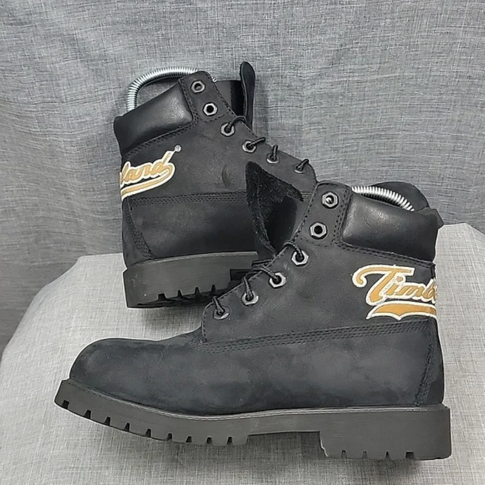 TIMBERLAND Kid's Heel Stitched Emblem Leather Boots 6